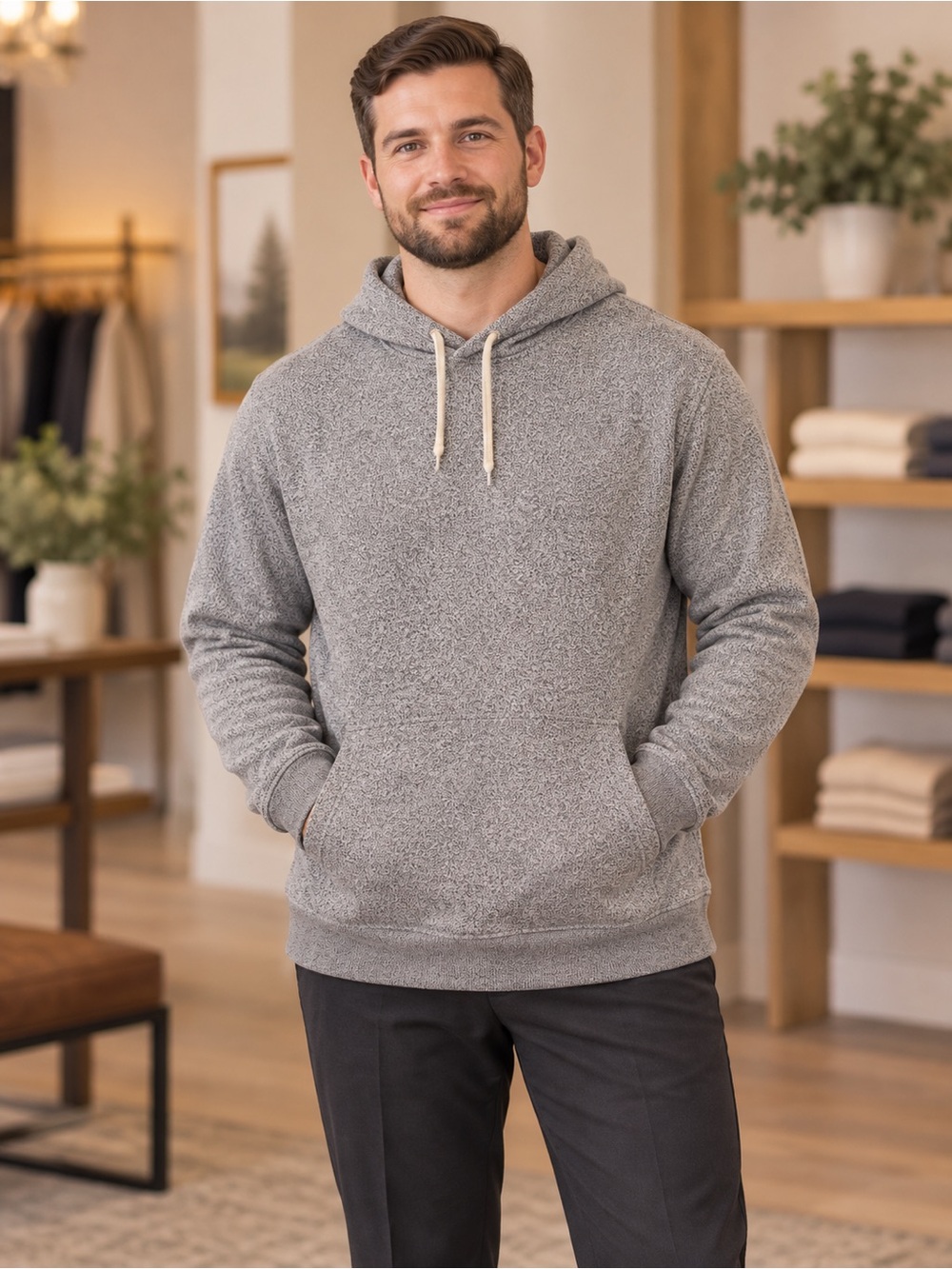 Goodfellow & Co Gray Knit Hooded Sweatshirt